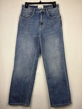 27 DU/ER Straight Leg Medium Wash Denim Blue Jean Button Zip Fly High Rise Pull